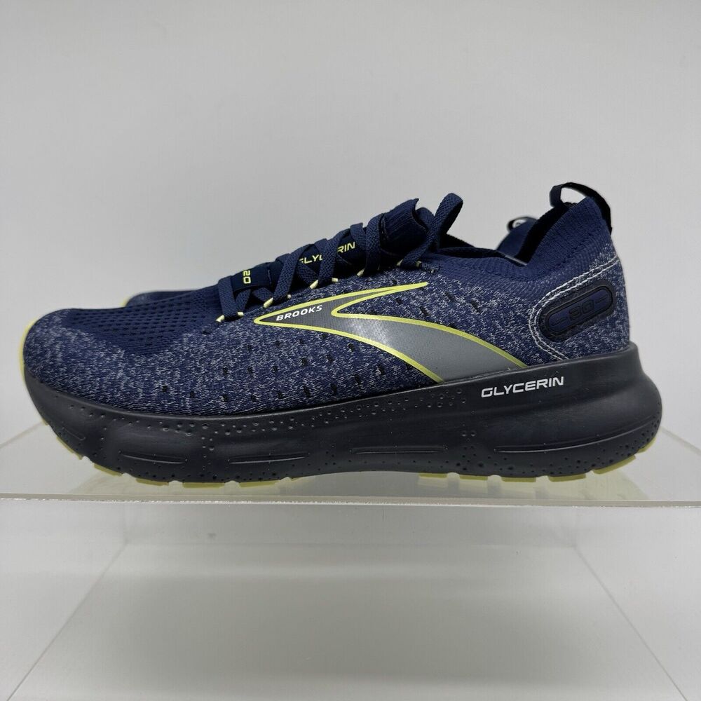 Brand New Men’s Brooks Glycerin Stealthfit 20 Blue Black Lime Shoes Size 10